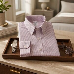 Brooks Brothers Regent Fit Non-Iron American Supima Cotton Plaid SZ 15 1/2-33